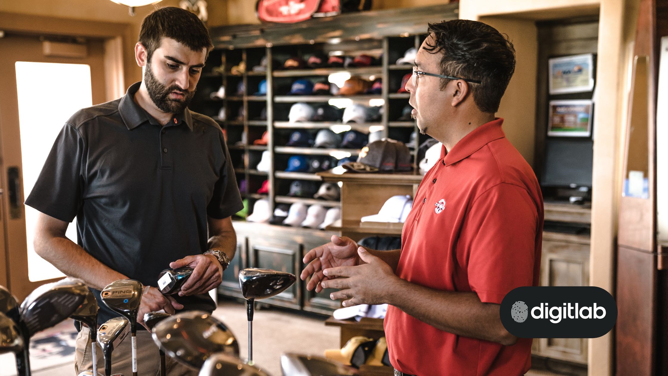 hubspot inbound sales - golf apparel store clerk selling something to a customer