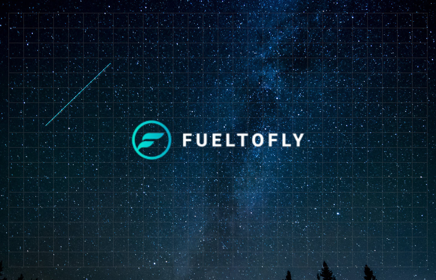 FueltoFly logo introduction image with galaxy milkyway background