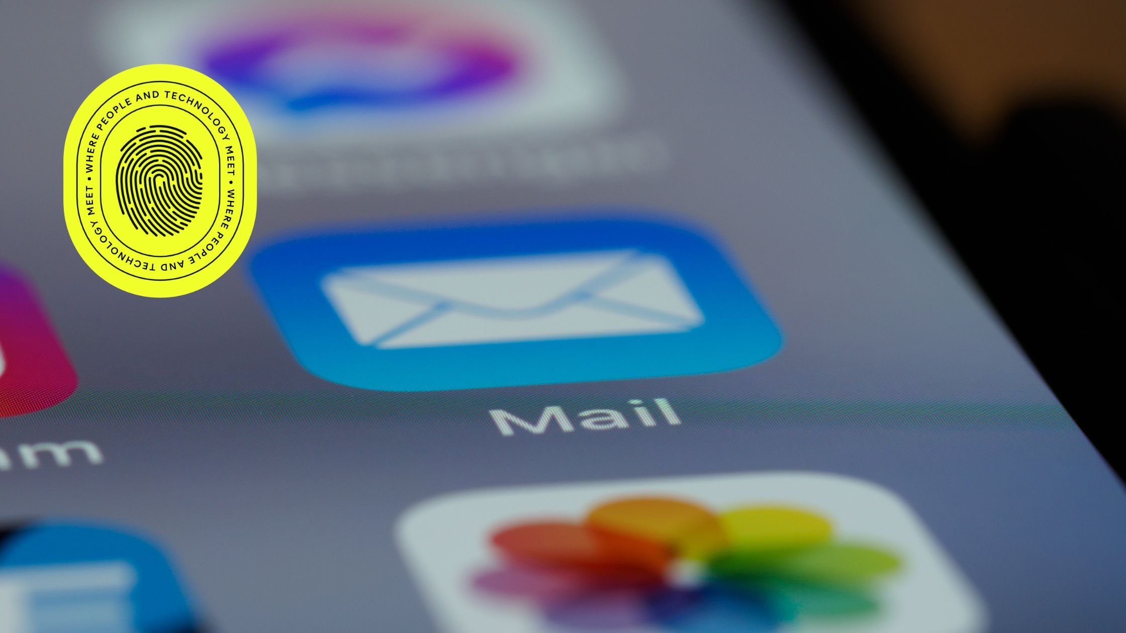 Close-up of a mobile email app icon, representing digital communication and email signature management software for branding and compliance