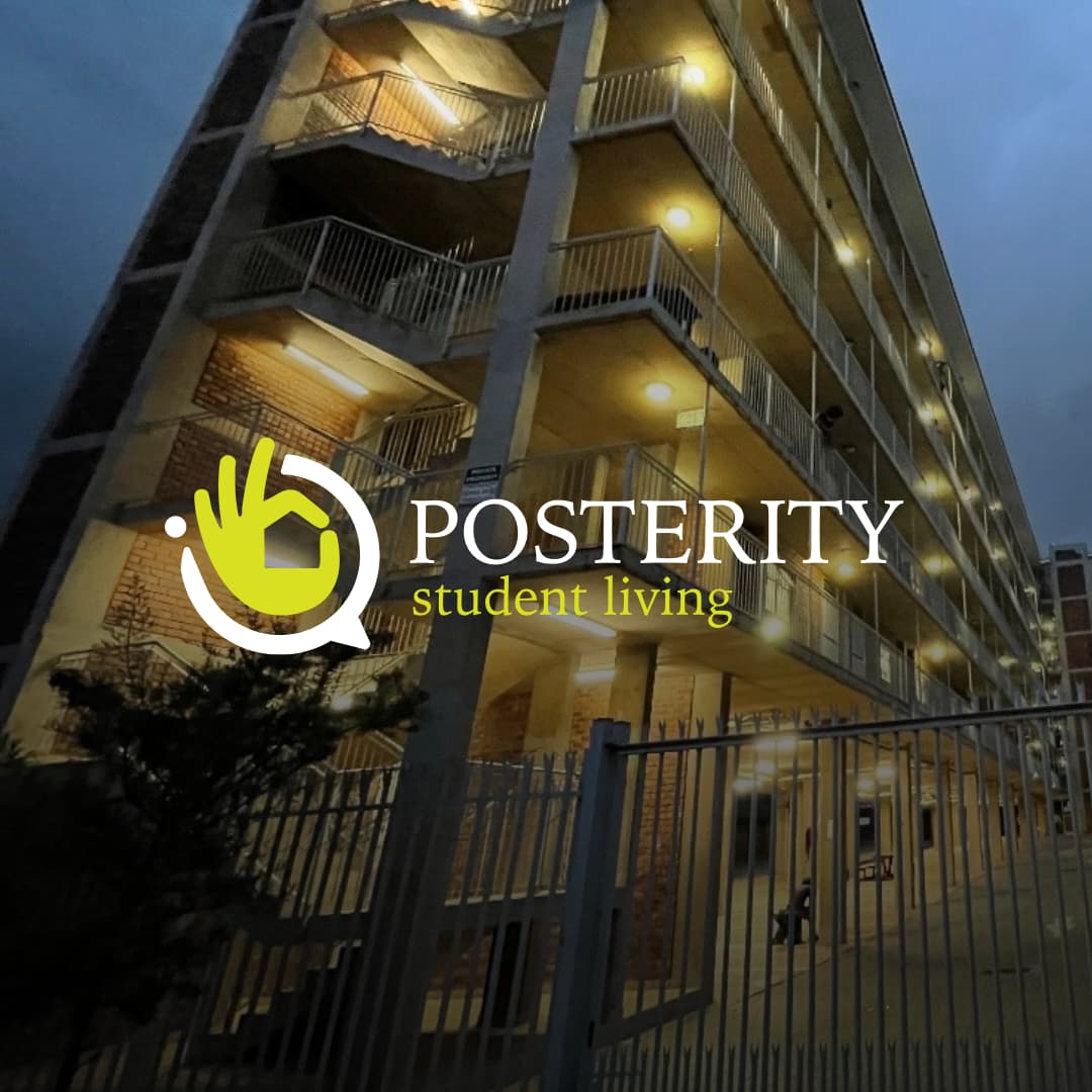 Posterity Student brand identity displayed on a modern residential property, representing urban property investment and portfolio management.